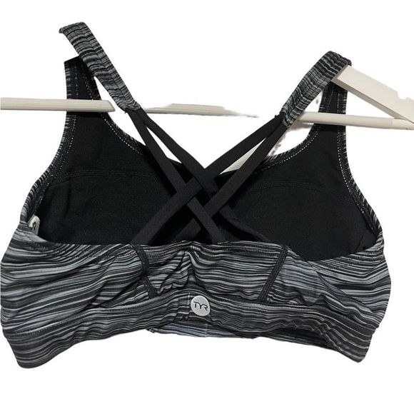 TYR Black/Gray Cross Back Sports Bra Large 10/12 - Picture 6 of 14